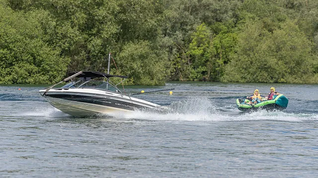 Inflatable fun on the Cotswold water park