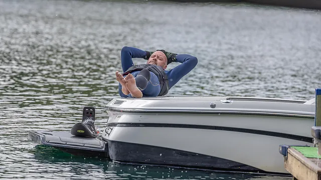 Relaxing after a waterski lesson