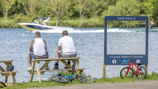 Enjoying the waterskiing